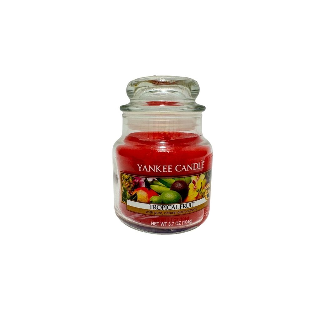 Yankee Candle Retired "TROPICAL FRUIT" Red 3.7 oz. White Label RARE New